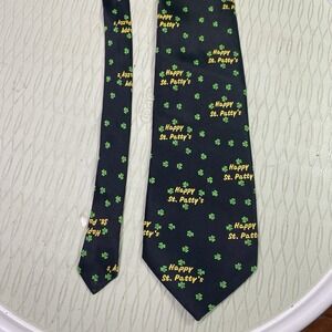Parquet Mens‎ St. Patrick Day Black/Green Shamrock Irish Novelty Fun Tie 58"